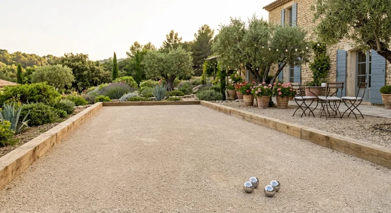 Création d'un terrain de pétanque en Provence - Gonsalves Paysages, près de Manosque